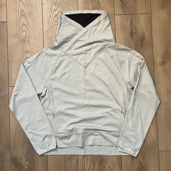 Puma Tops - Puma Womens Large Light Gray Silver Pullover Fold Over Neck Sweatshirt